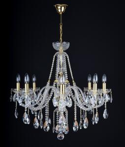 8 Arms Crystal chandelier with smooth glass arms & Cut almonds
