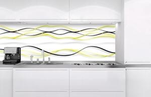 DIMEX | Fototapeta do kuchyně Žluté vlny KI-180-100 | 180 x 60 cm | bílá, černá, žlutá