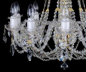 10 Arms glittering Crystal chandelier with smooth glass arms & Cut almonds