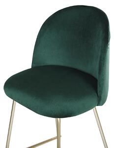 Sada 2 sametových zelených barových židlí ARCOLA