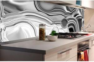 DIMEX | Fototapeta do kuchyně Kapalné chromové stříbro KI-180-101 | 180 x 60 cm | bílá, šedá