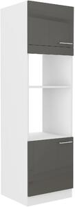 STL 60 cm skříňka vysoká 2D na mikrovlnnou a pečící vestavnou troubu LARA Barevné provedení: Bílá / Bílý lesk