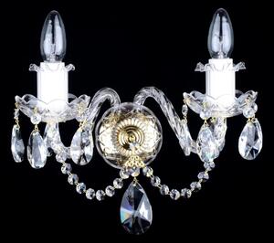 2 Arms crystal wall light with cut almonds and twisted arms