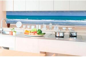 DIMEX | Fototapeta do kuchyně Pláž KI-350-090 | 350 x 60 cm | modrá, bílá, béžová