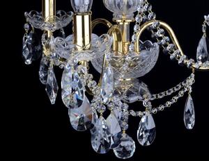 3 Arms gold brass crystal chandelier with cut crystal almonds