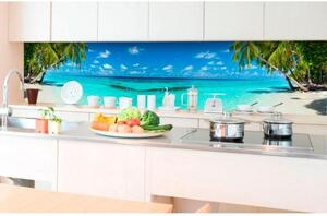 DIMEX | Fototapeta do kuchyně Pláž v ráji KI-350-091 | 350 x 60 cm | tyrkysová, zelená, modrá, krémová