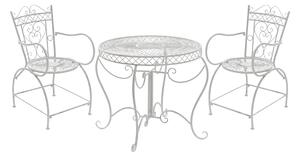 Souprava kovových židlí a stolu Sheela (SET 2 + 1) - Bílá antik
