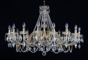 16 Arms gold brass crystal chandelier with cut crystal almonds
