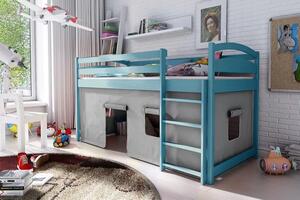 Dětská zvýšená postel Atos, Modrá, 90x200 cm