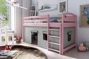 Dětská zvýšená postel Atos, Růžová, 90x200 cm