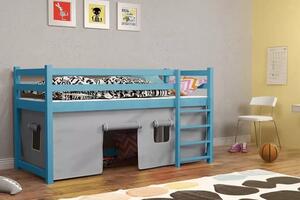 Dětská zvýšená postel Portos, Modrá, 90x200 cm