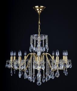 10 Arms gold brass crystal chandelier with cut crystal almonds