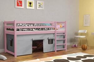 Dětská zvýšená postel Portos, Růžová, 90x200 cm