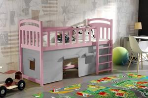 Dětská zvýšená postel Aramis, Růžová, 90x200 cm