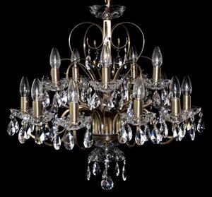 15 Arms plain crystal chandelier with cut crystal almonds ANTIK