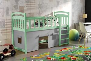 Dětská zvýšená postel Aramis, Zelená, 80x180 cm