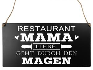 Černá kovová cedule s průřezy Restaurant Mama 40x20 cm