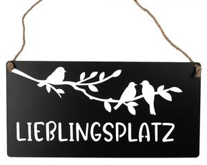 Černá kovová cedule s průřezy Lieblingsplatz 30x15 cm