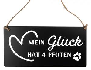 Černá kovová cedule s průřezy Šťastné tlapky 30x15 cm