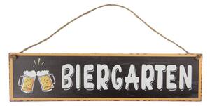 Černá závěsná kovová cedule pivní zahrádka Biergarten 40x10 cm