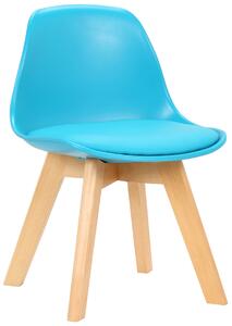 Dětská židle Lindi ~ plast, dřevěné nohy natura Barva Modrá