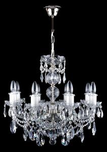 Stříbrný křišťálový lustr s 8 rameny a broušenými vachtlemi
