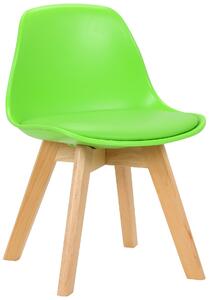 Dětská židle Lindi ~ plast, dřevěné nohy natura Barva Zelená