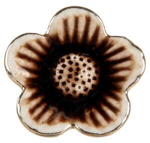 Hnědo-béžová keramická úchytka ve tvaru květiny Natuche – 5x3 cm