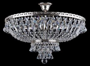 6 Bulbs silver basket crystal chandelier with diamond-shaped pendants