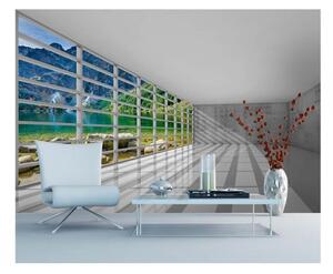 DIMEX | Vliesové fototapety na zeď Interiér s výhledem MS-5-0039 | 375 x 250 cm| bílá, šedá, vícebarevná