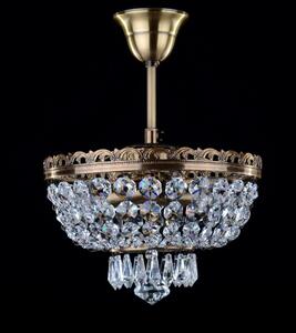 2 Bulbs brown stained basket crystal chandelier with cut drops