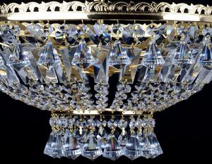 6 Bulbs Strass basket crystal chandelier with diamond-shaped crystals - Gold brass