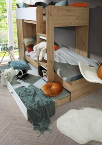 Patrová postel pro 3 děti Sporza, dub artisan/bílá