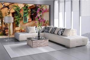 DIMEX | Vliesové fototapety na zeď Pouliční zahrada MS-5-0046 | 375 x 250 cm| béžová, růžová, zelená