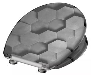 Schütte Eisl WC sedátko Grey Hexagons duroplast SoftClose, EasyTake