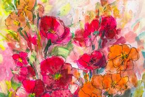Tapeta malované květinové zátiší