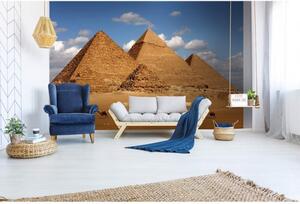 DIMEX | Vliesové fototapety na zeď Egyptská pyramida MS-5-0051 | 375 x 250 cm| modrá, bílá, béžová