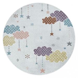 Vopi | Dětský koberec Lucky 3611 white - Kruh průměr 160 cm