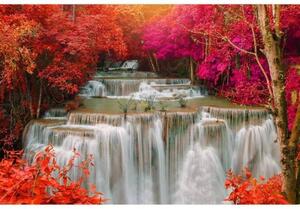 DIMEX | Vliesové fototapety na zeď Vodopád v deštném pralese MS-5-0072 | 375 x 250 cm| bílá, červená, růžová
