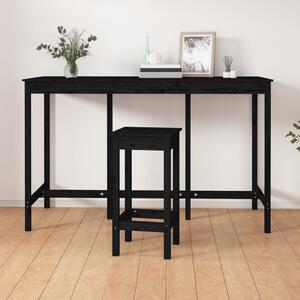 Barový stolek černý 180 x 80 x 110 cm masivní borové dřevo