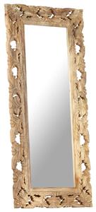Ručně vyřezávané zrcadlo hnědé 110 x 50 cm masivní mangovník