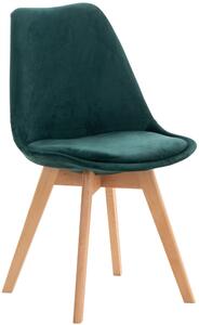 Židle Linares ~ samet, dřevěné nohy natura Barva Zelená