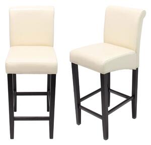 Barová židle Lance (SET 2 ks) ~ dřevěné nohy tmavé - Krémová