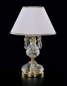 Ručně broušená křišťálová stolní lampa s bílým stínítkem