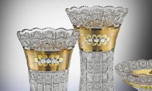 12-ti ramenný český luxusní křišťálový lustr - Vysoký smalt na zlatém pozadí
