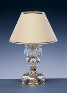 Zlatá křišťálová lampa na stůl s krémovým stínítkem - vysoký smalt na zlatém podkladu