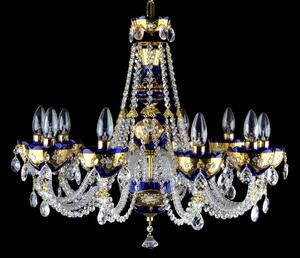 10-ti ramenný český křišťálový lustr s vysokým smaltem "královská modrá"
