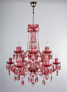 12-ti ramenný růžový křišťálový lustr s broušenými vachtlemi "plameňák"