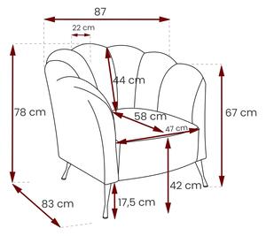 Designová sedačka Adina 2+1, růžová Eureka