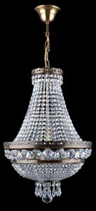 Křišťálový lustr se 3 žárovkami, štrasový koš s broušenými hlavičkami a dropsy ANTIK